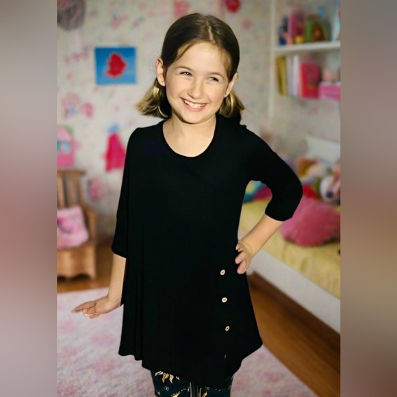 S/M/L/XL NEW Girls High-Low Black Boutique Dress or Long Tunic Top - Picture 3 of 7